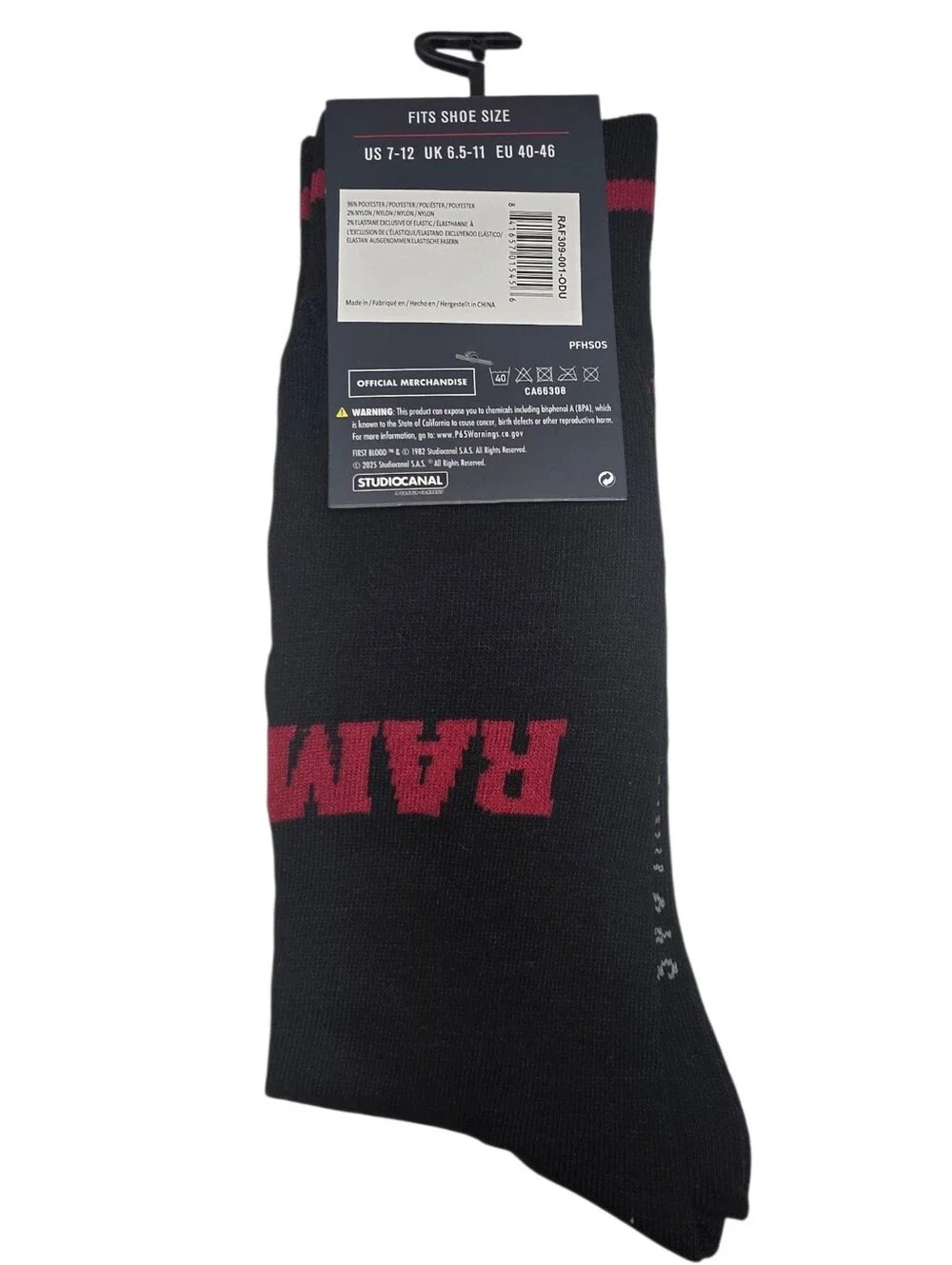 Rambo Black Crew Socks Officially Licensed Fashion Accessories By Perri's Socks